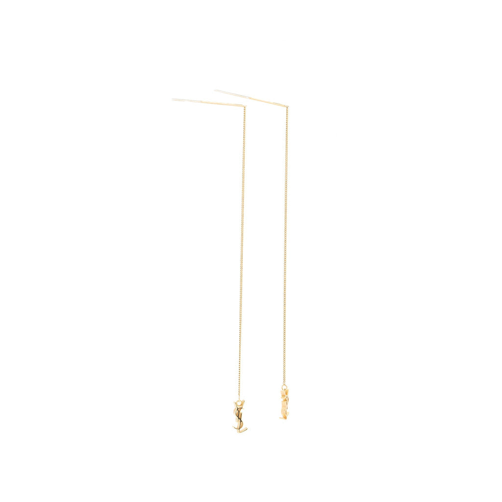 Saint Laurent/YSL Logo Dropped Earrings Gold Tone