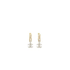 Chanel CC logo dropped earrings crystal silver/gold tone