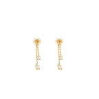 Dior Crystal Dropped Pearl Earrings Gold Tone