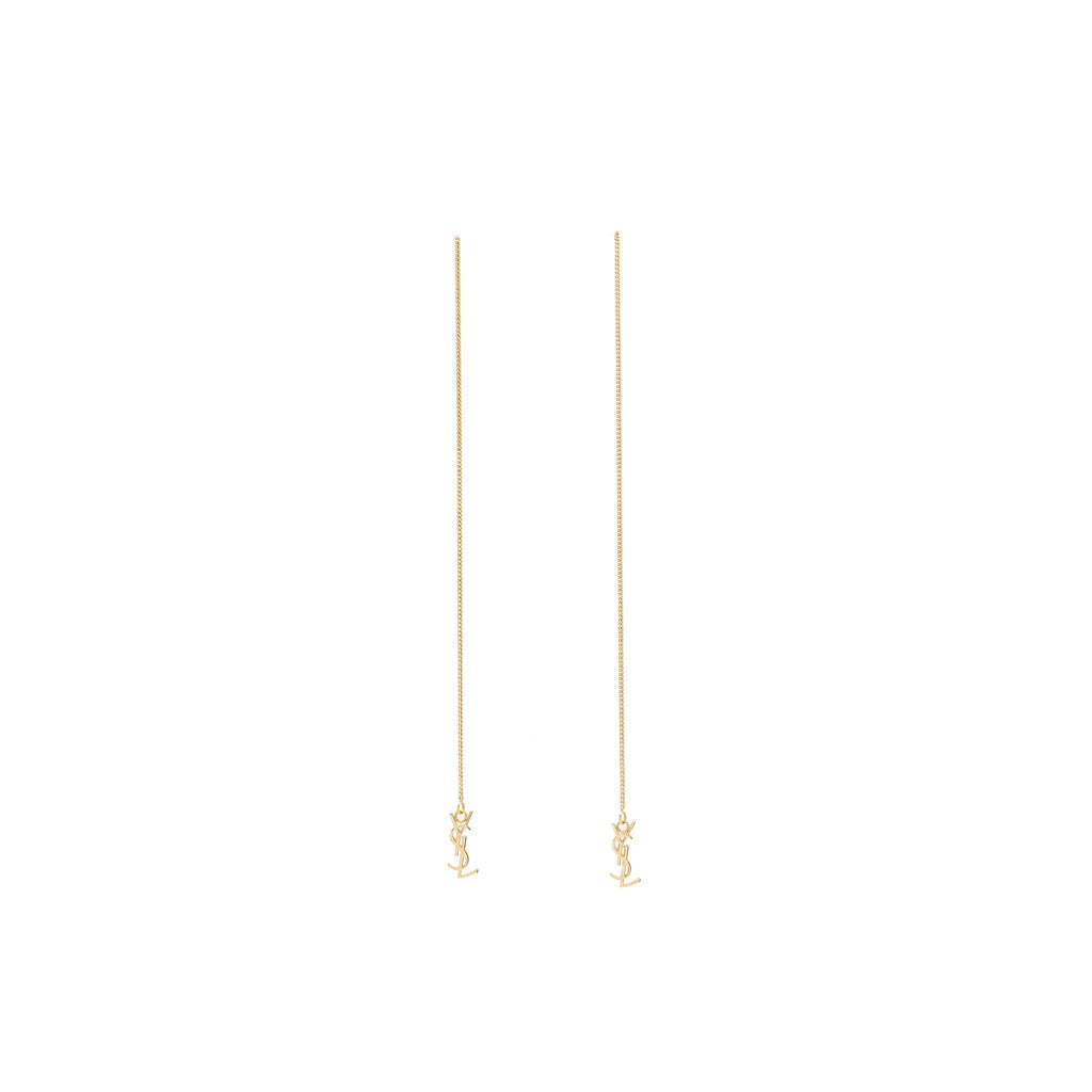 Saint Laurent/YSL Logo Dropped Earrings Gold Tone