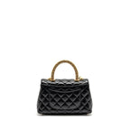 Chanel Detailed Metal Handle Small Coco Handle Flap Bag Calfskin Black GHW (Microchip)