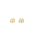 Dior CD Logo Ear Clips Pearl Gold Tone