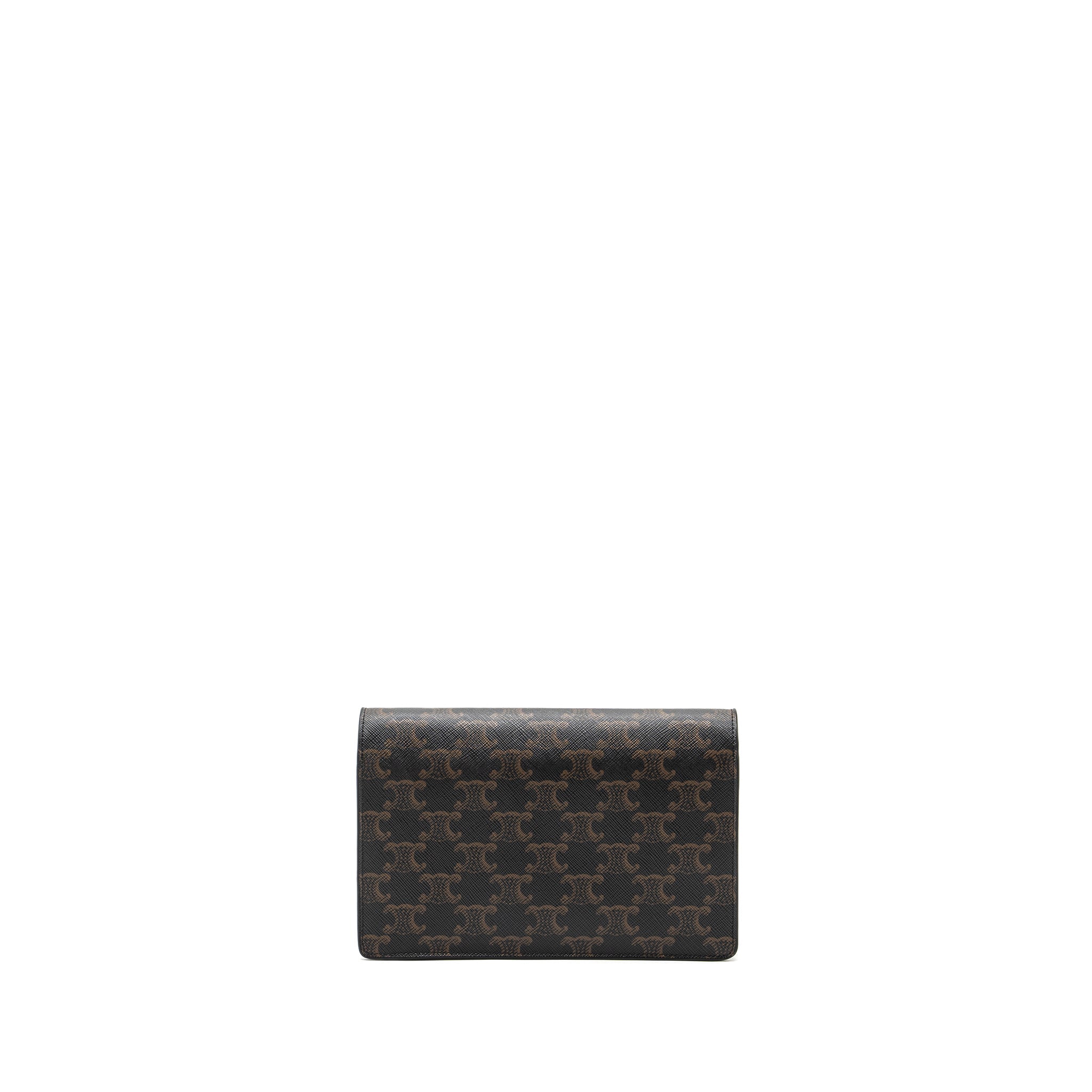 Celine wallet on strap triomphe canvas / lambskin tan