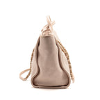 Chanel Large Deauville Tote Shopping Bag Canvas/Calfskin Light Pink LGHW
