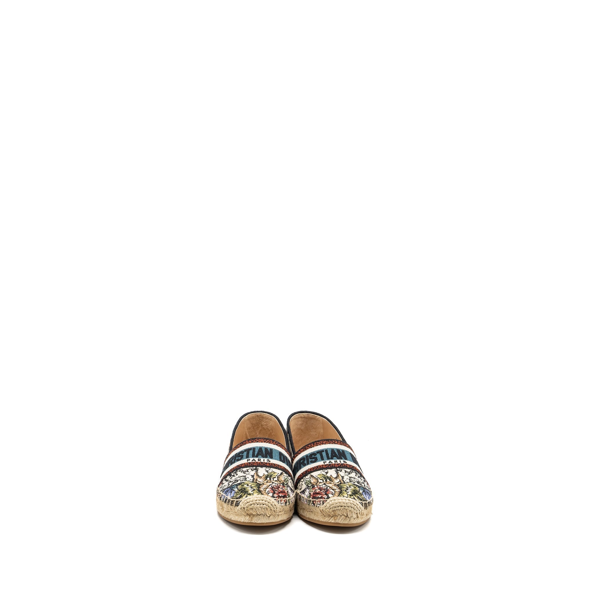 Dior Size 37.5 Flora and Animal Embroidered Granville Espadrille Fabric Multicolour