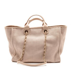 Chanel Large Deauville Tote Shopping Bag Canvas/Calfskin Light Pink LGHW