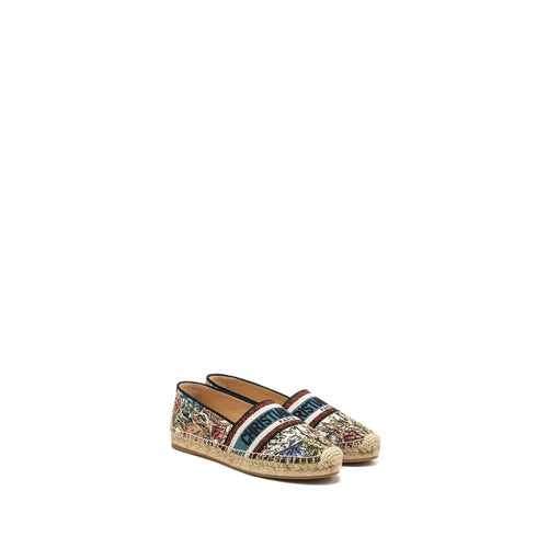 Dior Size 37.5 Flora and Animal Embroidered Granville Espadrille Fabric Multicolour