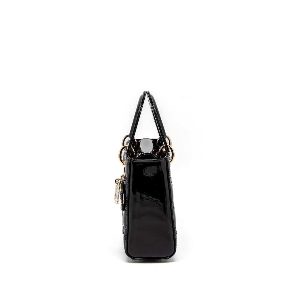 Dior Small Lady Dior Bag Patent Black LGHW
