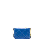Chanel 19 Wallet On Chain Lambskin Blue Multicolour Hardware