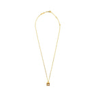 CELINE Triomphe Cube Crystal Necklace Gold Tone