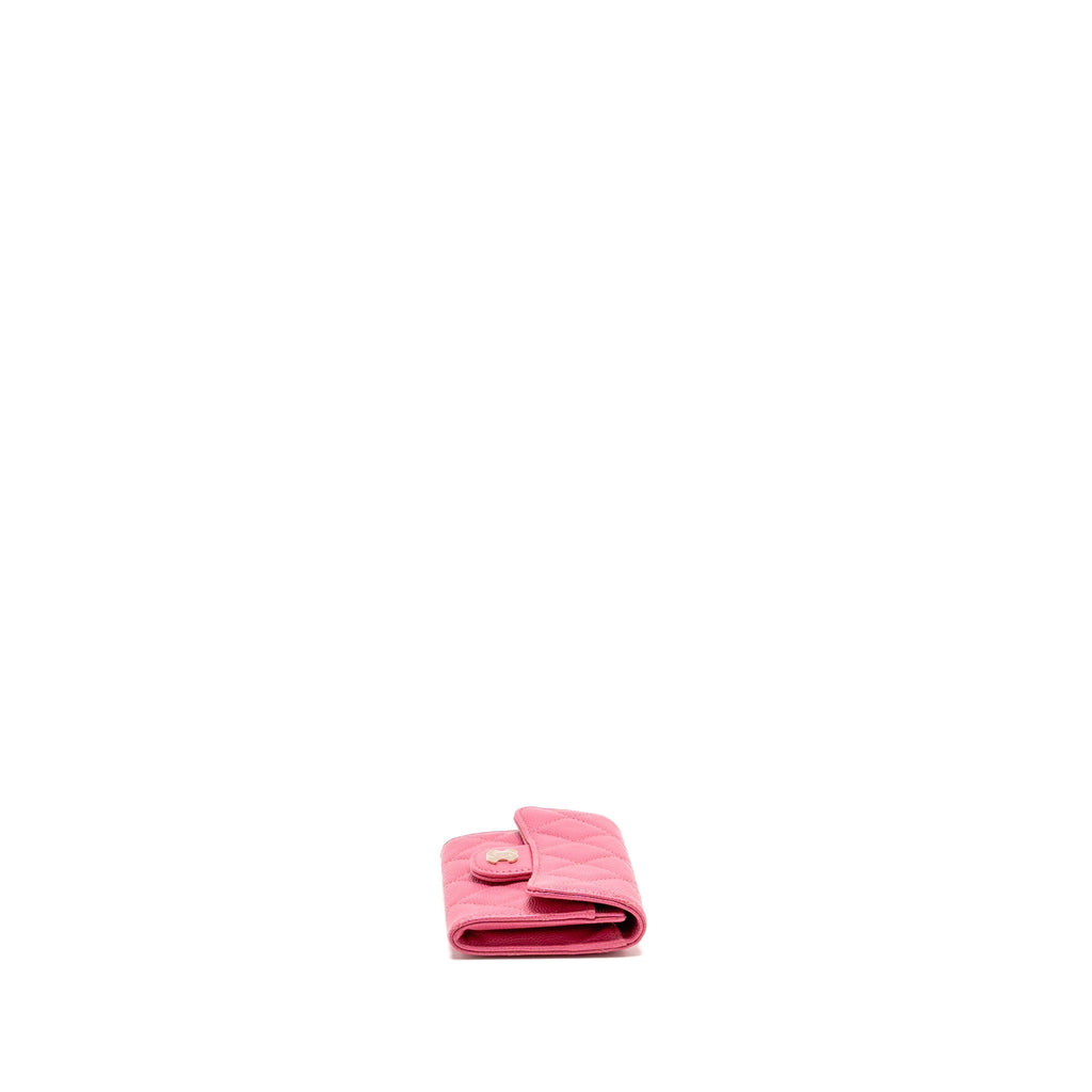 Chanel Classic flap card holder caviar pink GHW