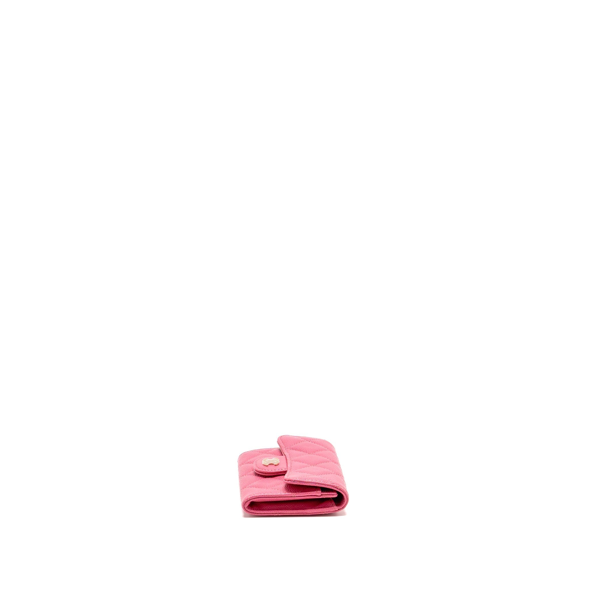 Chanel Classic flap card holder caviar pink GHW