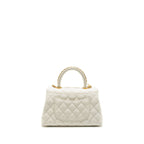Chanel Detailed Top Handle Small Coco Handle Caviar White GHW (Microchip)