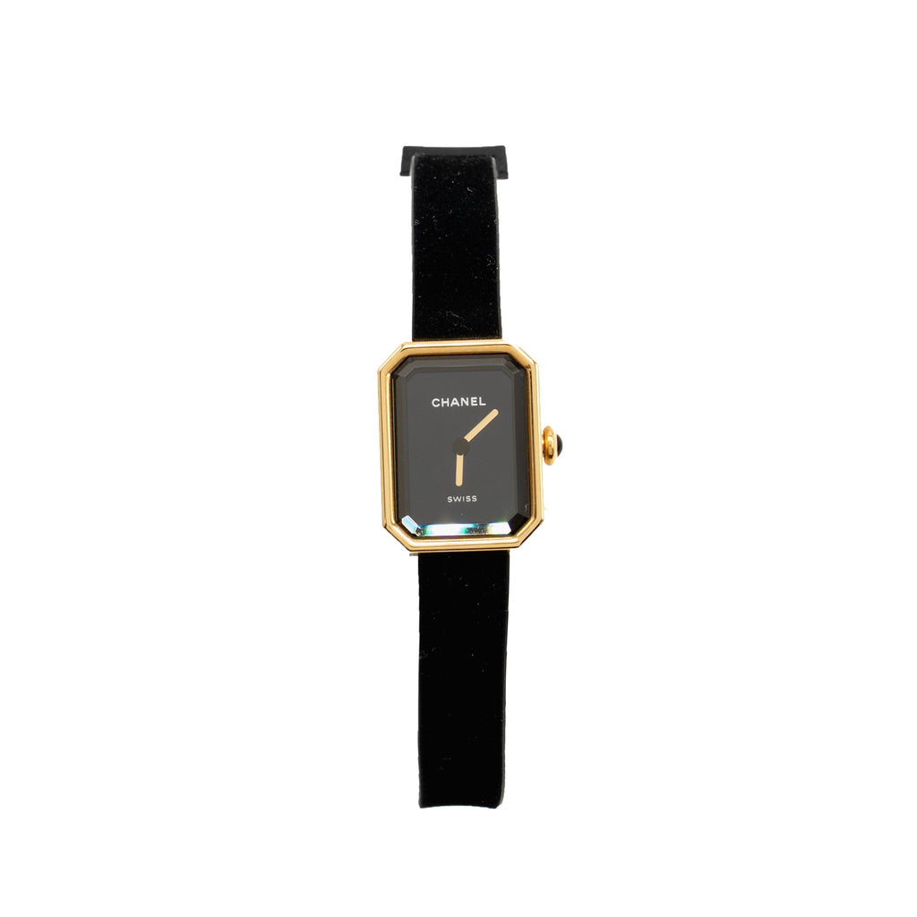 Chanel Premiere Ribbon Watch, Yellow gold / titanium, black lacquer dial