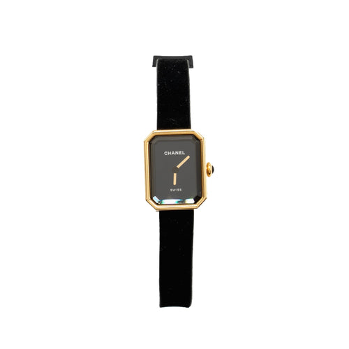Chanel Premiere Ribbon Watch, Yellow gold / titanium, black lacquer dial