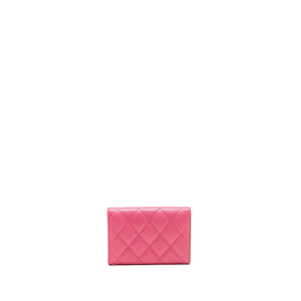 Chanel Classic flap card holder caviar pink GHW