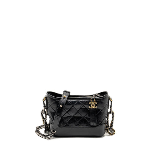 Chanel Small Gabrielle Hobo Bag Calfskin Black Multicolour Hardware