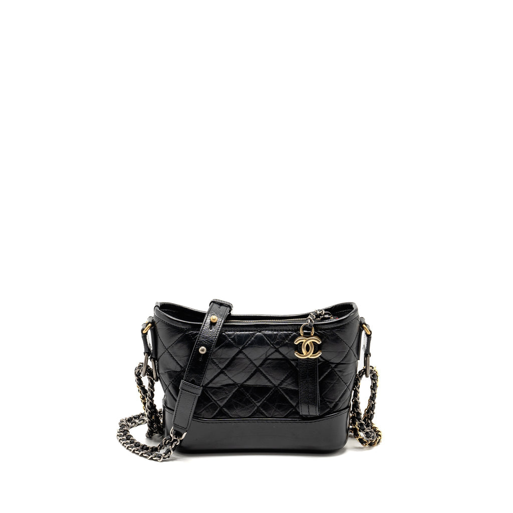 Chanel Small Gabrielle Hobo Bag Calfskin Black Multicolour Hardware