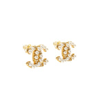 Chanel CC pearl earrings gold tone