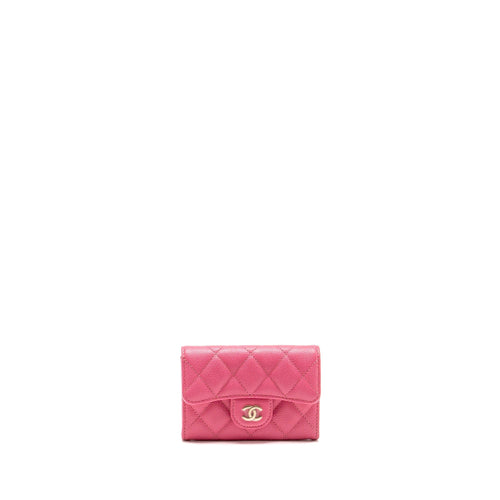 Chanel Classic flap card holder caviar pink GHW
