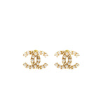 Chanel CC pearl earrings gold tone