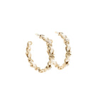 Chanel CC Logo Pearl Leather-Woven Earrings Light Gold Tone
