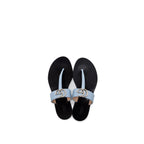 Gucci Size 37 Leather Thong Sandal With Double G Leather Light Blue SHW