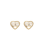Chanel Pearly Heart Shape CC Logo Ear Clips Gold Tone