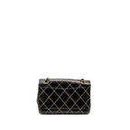 Chanel Vintage quilted flap bag lambskin black with white stitching GHW