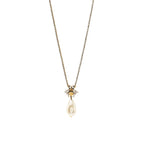 Gucci Bee Necklace and Bracelet Crystal/Pearl Gold Tone (Sell in a Set)