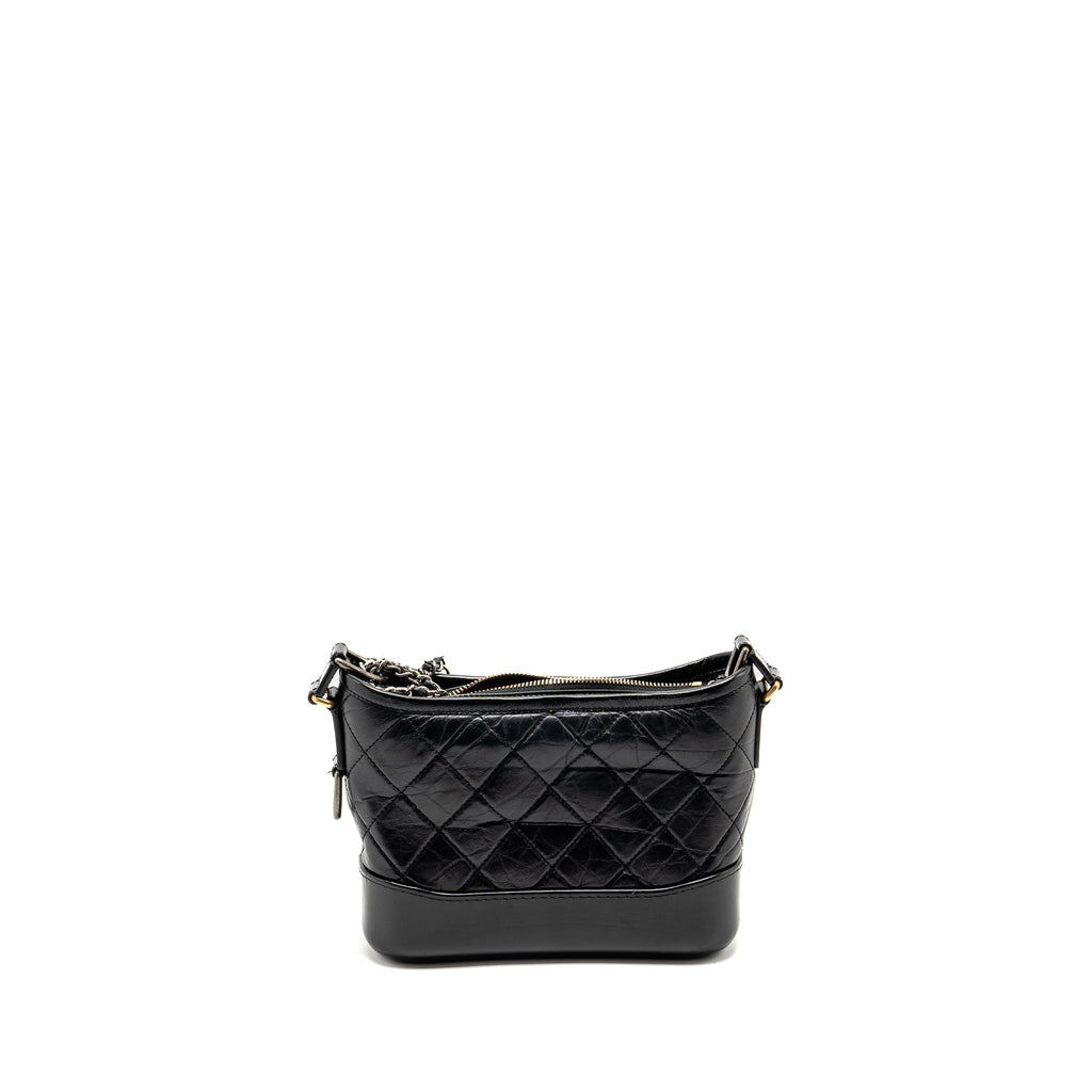 Chanel Small Gabrielle Hobo Bag Calfskin Black Multicolour Hardware