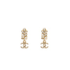 Chanel Sparkling Wheat CC Drop Earrings Crystal Light Gold Tone
