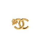 Chanel Ear of Wheat CC Logo Brooch Crystal Gold Tone