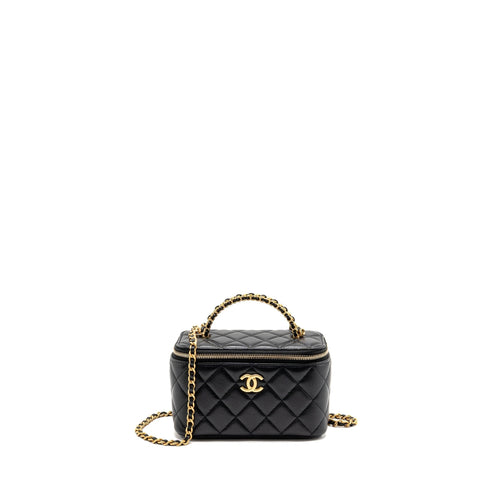 Chanel Top Handle Long Vanity Lambskin Black GHW(Microchip)