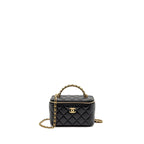 Chanel Top Handle Long Vanity Lambskin Black GHW(Microchip)