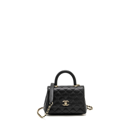 Chanel Mini CocoHandle Caviar Black LGHW (Microchip)
