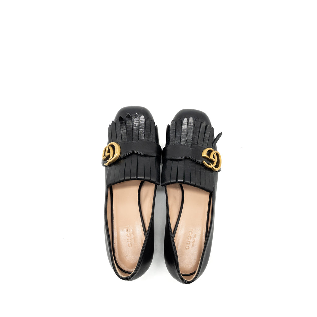 Gucci size 38 marmont loafer pumps calfskin black GHW