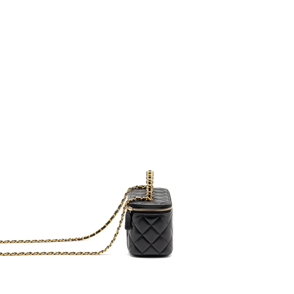 Chanel Top Handle Long Vanity Lambskin Black GHW(Microchip)