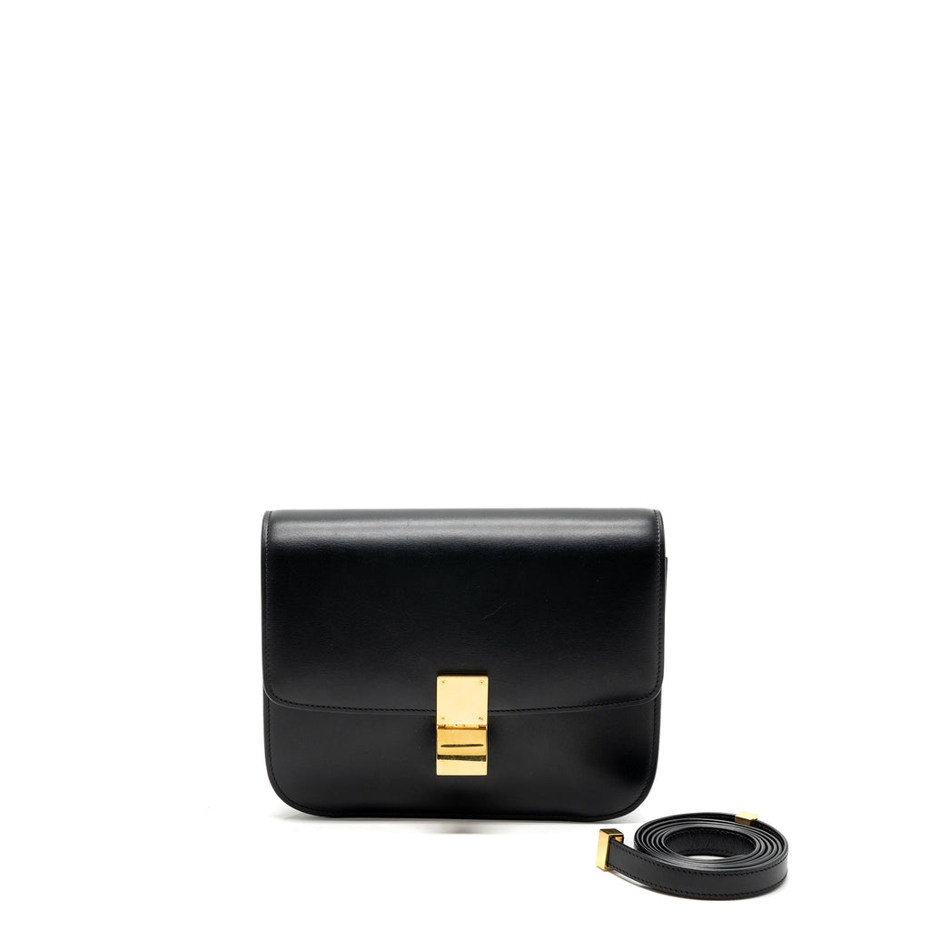 Celine medium classic box bag calfskin black