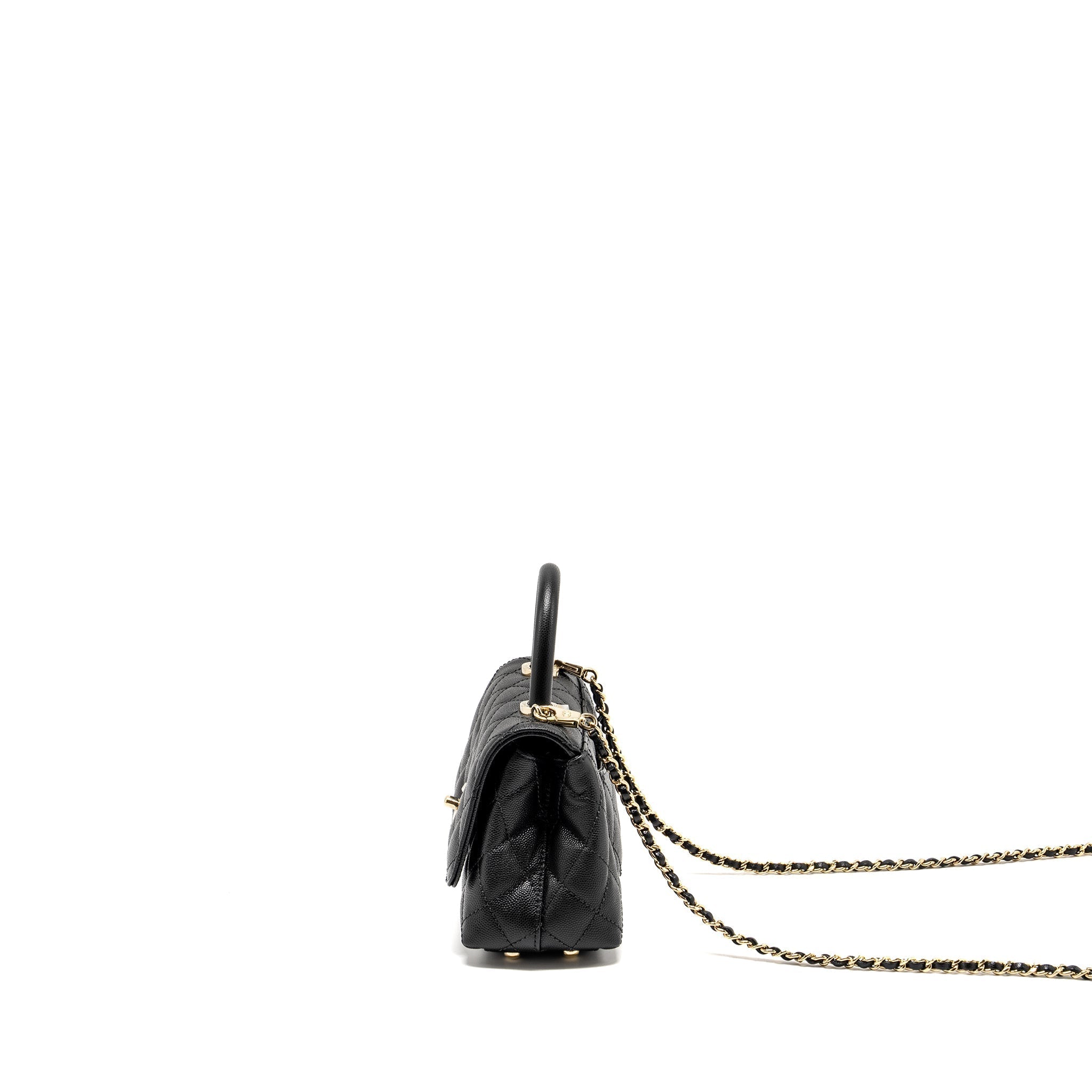 Chanel Mini CocoHandle Caviar Black LGHW (Microchip)