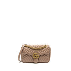 GUCCI Small GG Marmont Shoulder Bag Calfskin Beige GHW