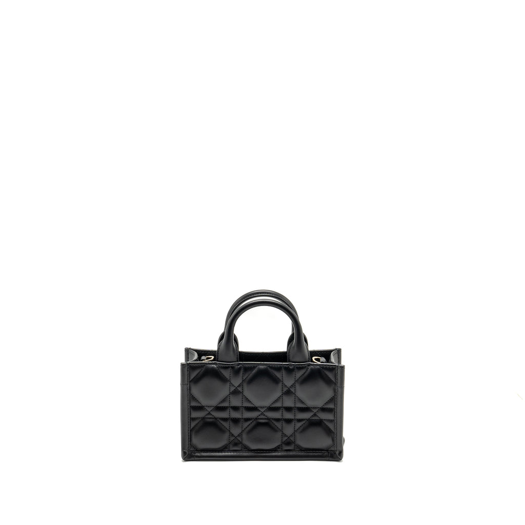 Dior Dioramour Mini Dior Book Tote Macrocannage Calfksin Black LGHW