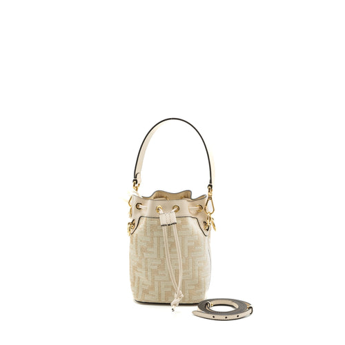 Fendi mini Mon Tresor bucket bag fabric / leather cream LGHW
