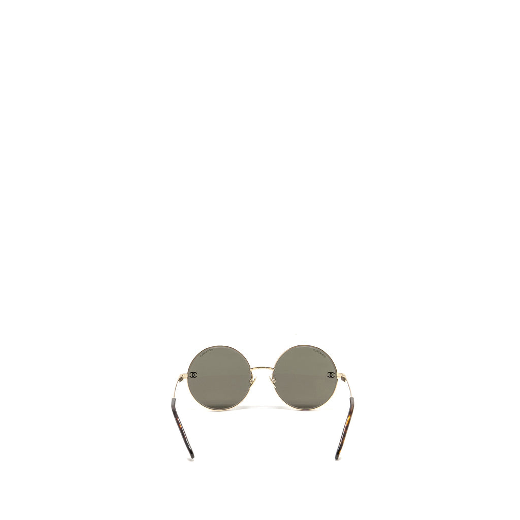 Chanel Round Sunglasses Metal Brown