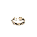 Chanel CC Heart Cuff Bracelet Pearl/Leather Light Gold Tone