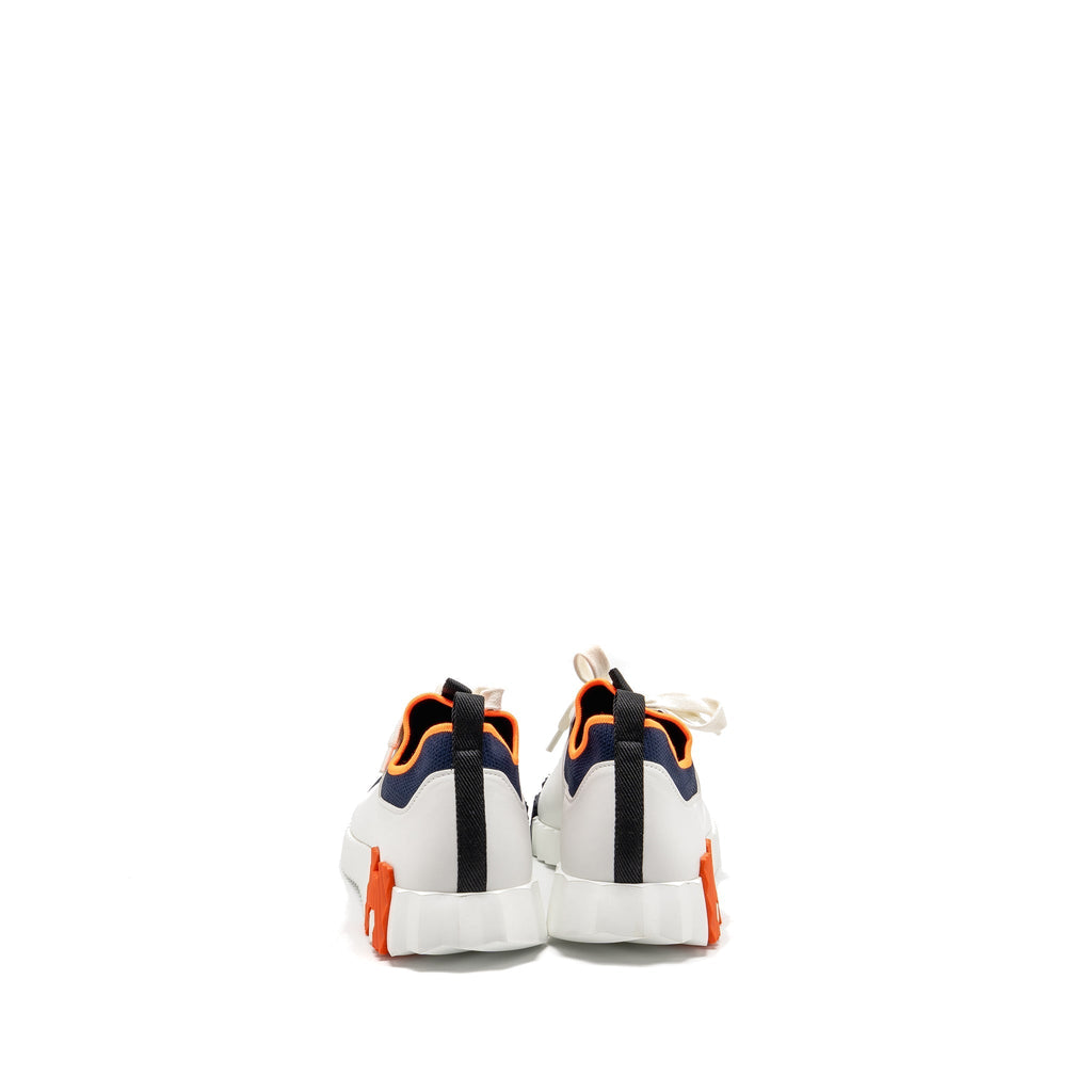 Hermes size 40.5 Men’s Bouncing sneaker white/ navy/ orange