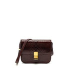 Celine medium classic box bag python burgundy