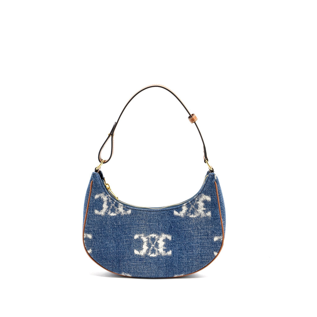 Celine Medium Ava Bag With Triomphe Denim Navy/Tan