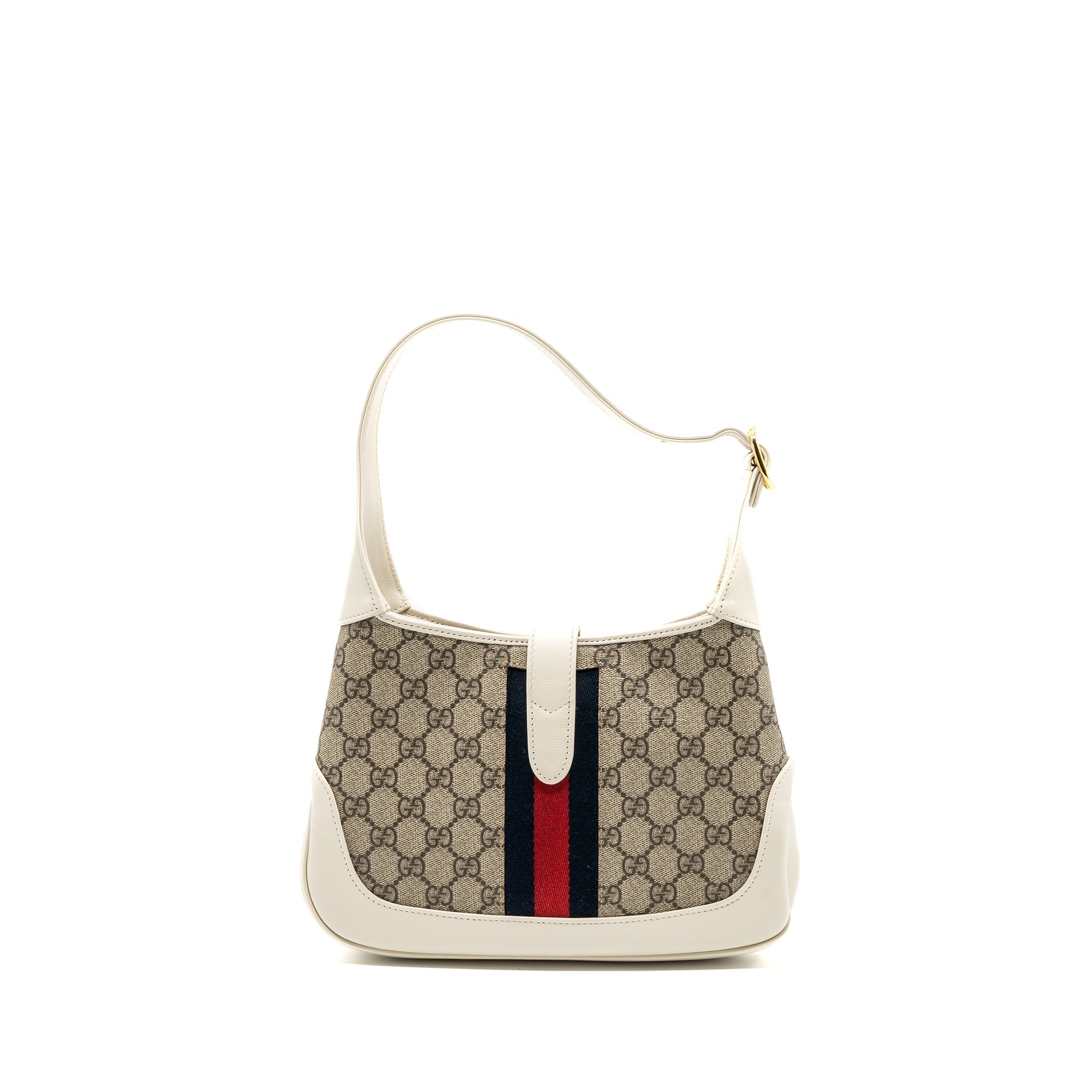 Gucci Jackie 1961 small shoulder bag GG supreme canvas / calfskin white multicolour GHW