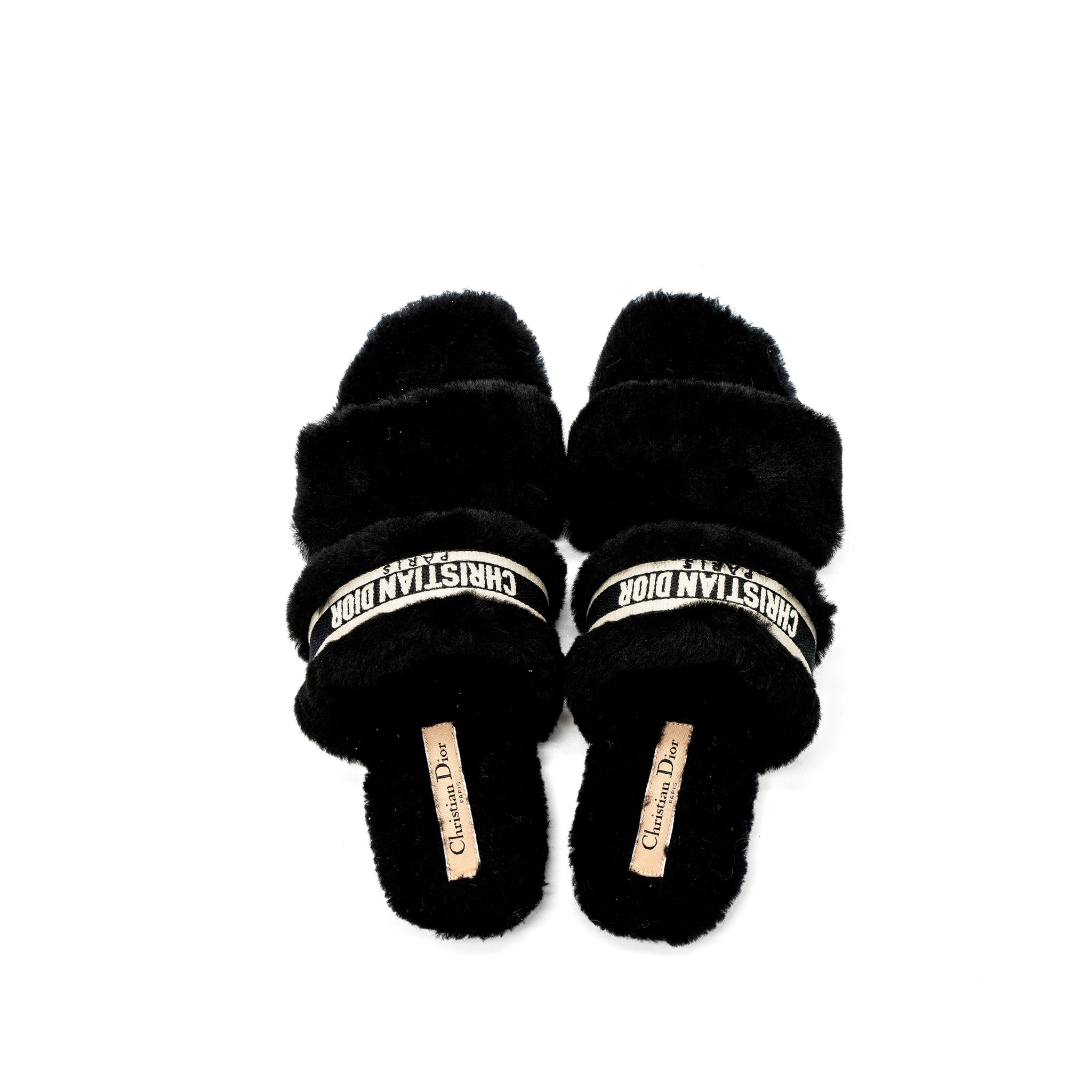Dior Size 39 Chez Moi Sandals Shearling Black